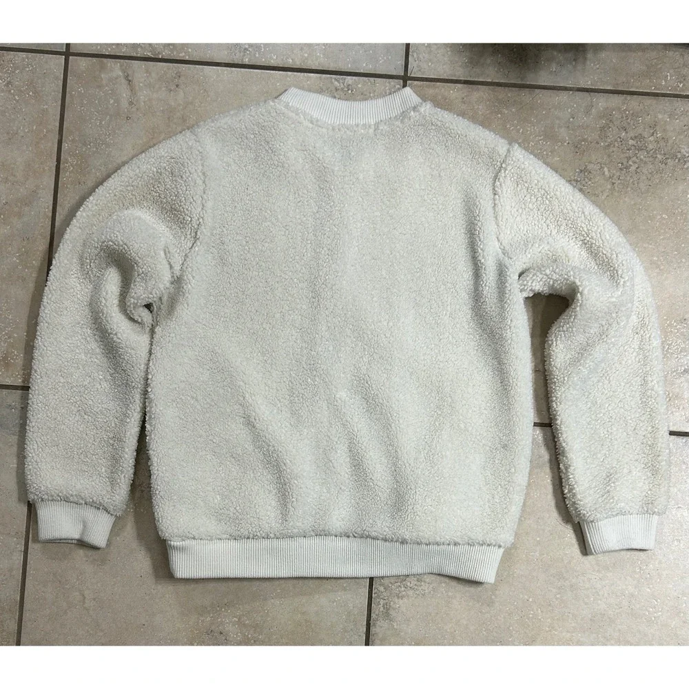 Forever 21 Cream‎ Sherpa Bomber Jacket Full Zip Small S Cozy Warm